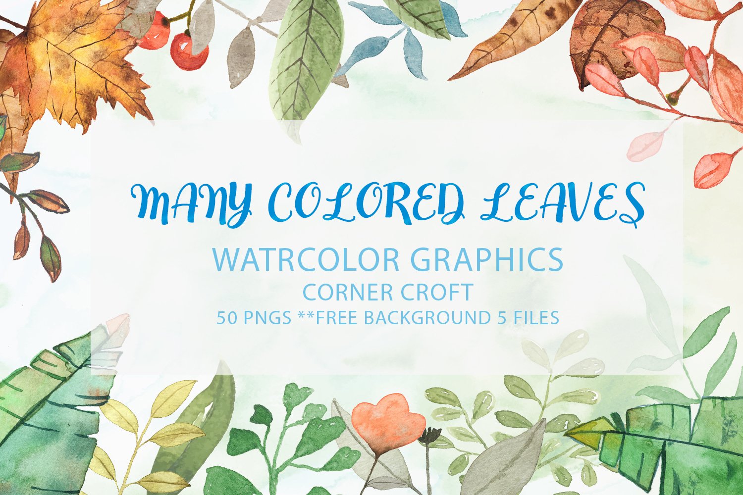 Watercolor Clip Art,Many Colored Leaves
