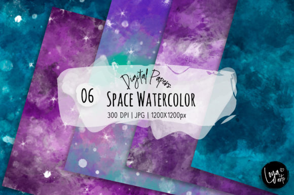 Space Watercolor Digital Paper Set