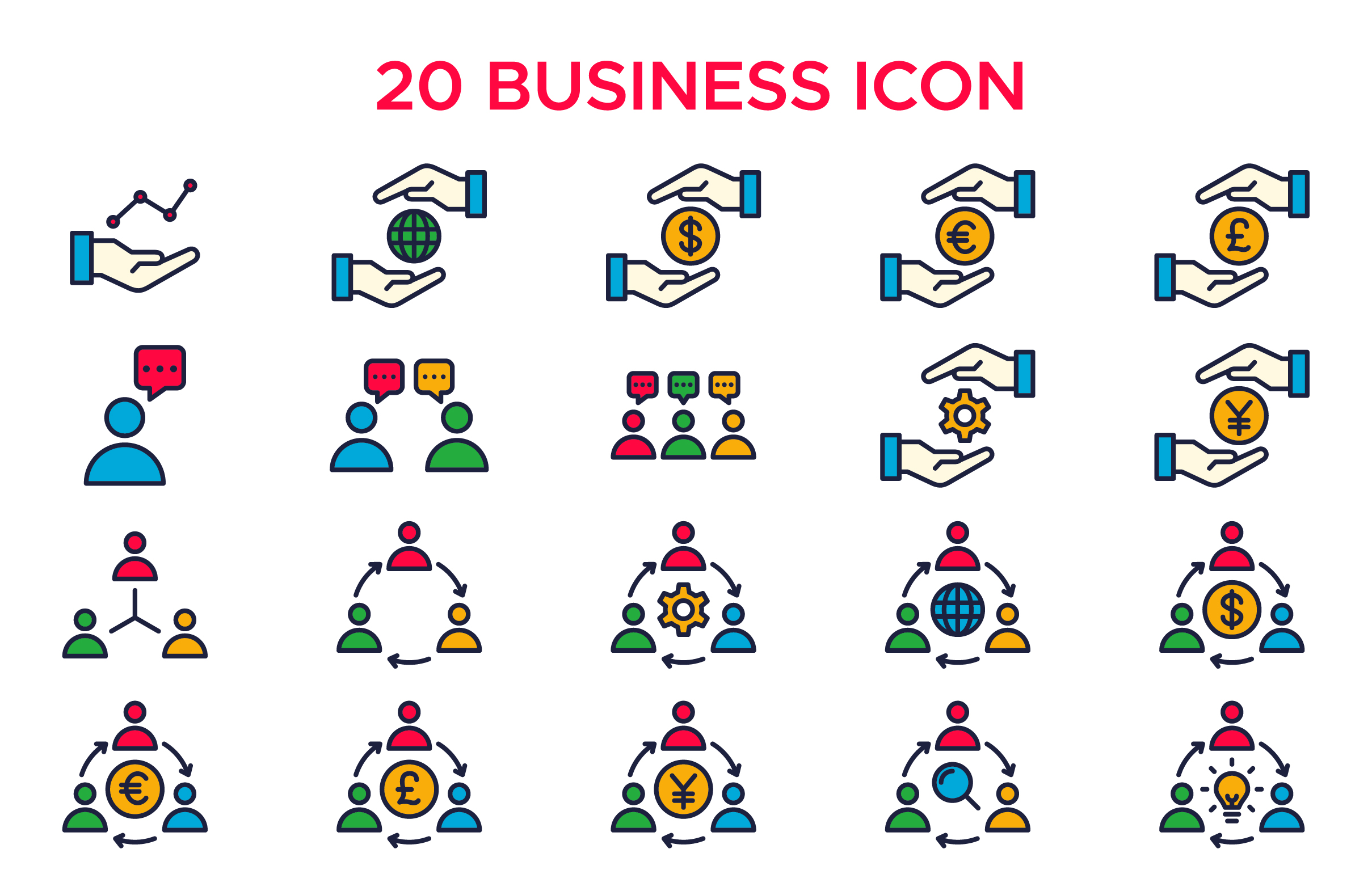 20 Business Icon Set Graphic by captoro · Creative Fabrica