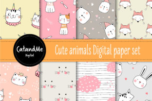 Digital Paper Cute Animals Graphic by CatAndMe · Creative Fabrica