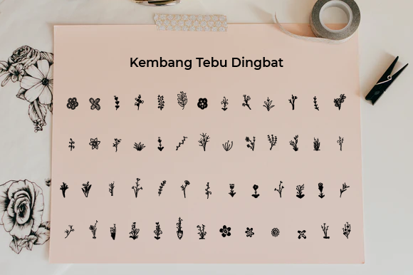 Kembang Tebu Font PNG with transparent background - Preview 1