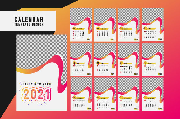 Set of Desk Calendar 2021 Design Graphic Print Templates By Muhammad Rizky Klinsman