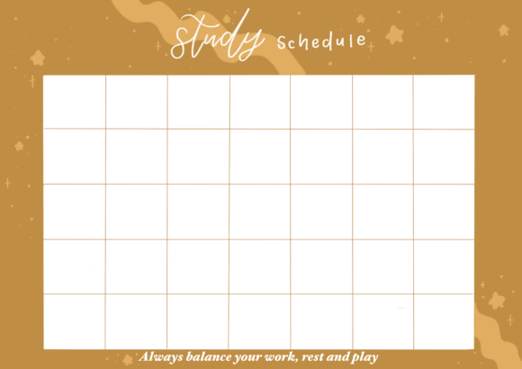 Study Schedule Gold - Printable
