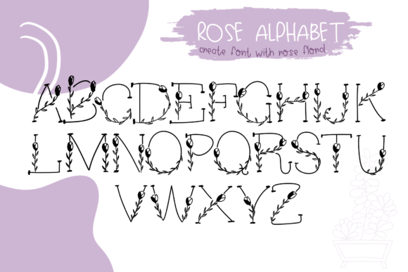Rose Alphabet Font PNG with transparent background - Preview 3