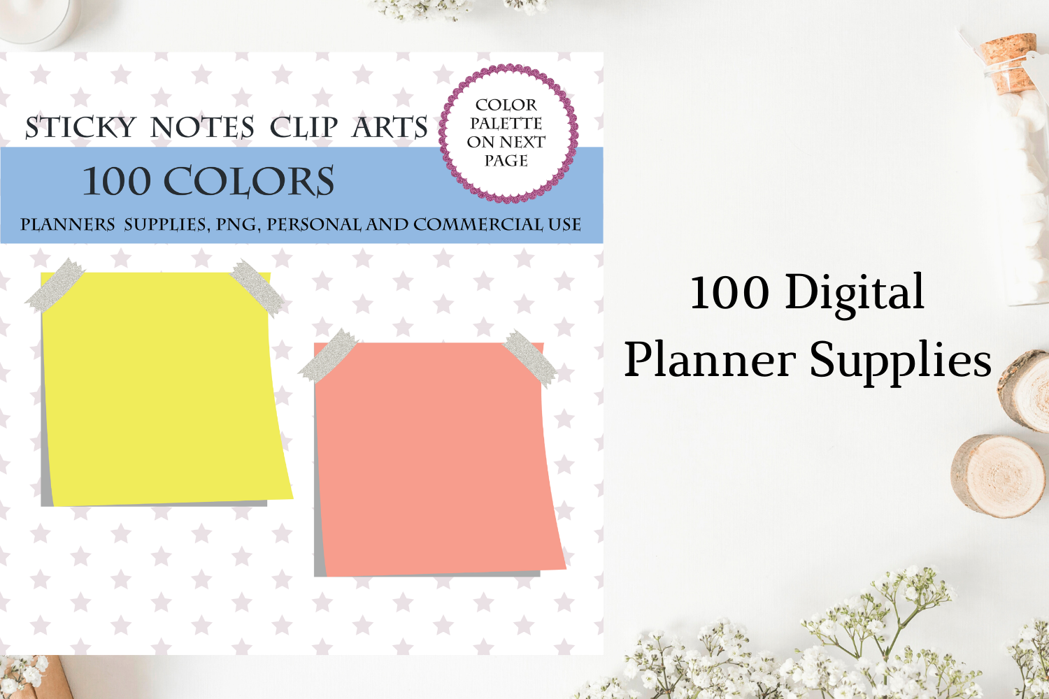 100 Sticky Notes Clipart, Reminder Notes