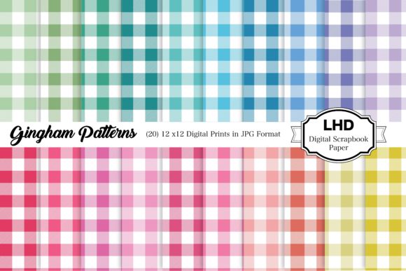 Rainbow Gingham Plaid Digital Papers Grafik Papier-Muster Von LeskaHamatyDesign