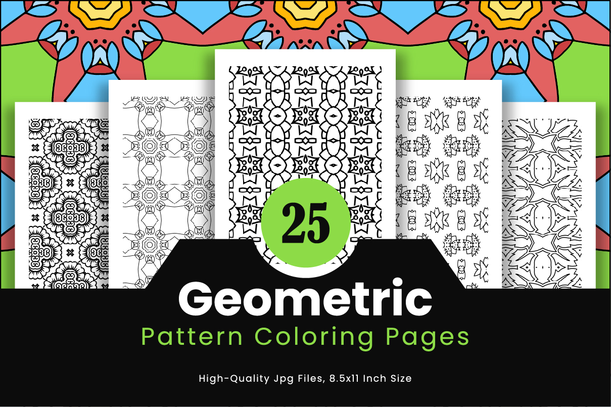 25 Geometric Pattern Coloring Pages Graphic by riduwanmolla · Creative ...