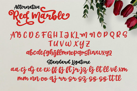 Red Marble Font PNG with transparent background - Preview 2