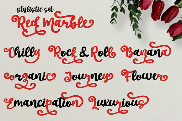 Red Marble Font PNG with transparent background - Preview 3