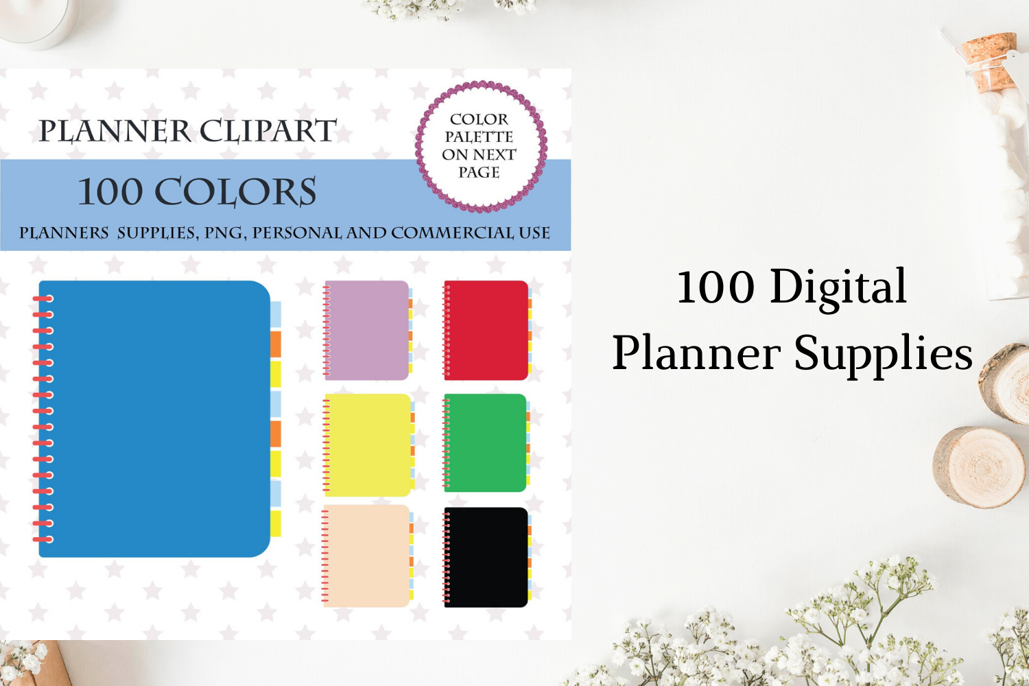 100 Notebook Clipart, Planner Clipart