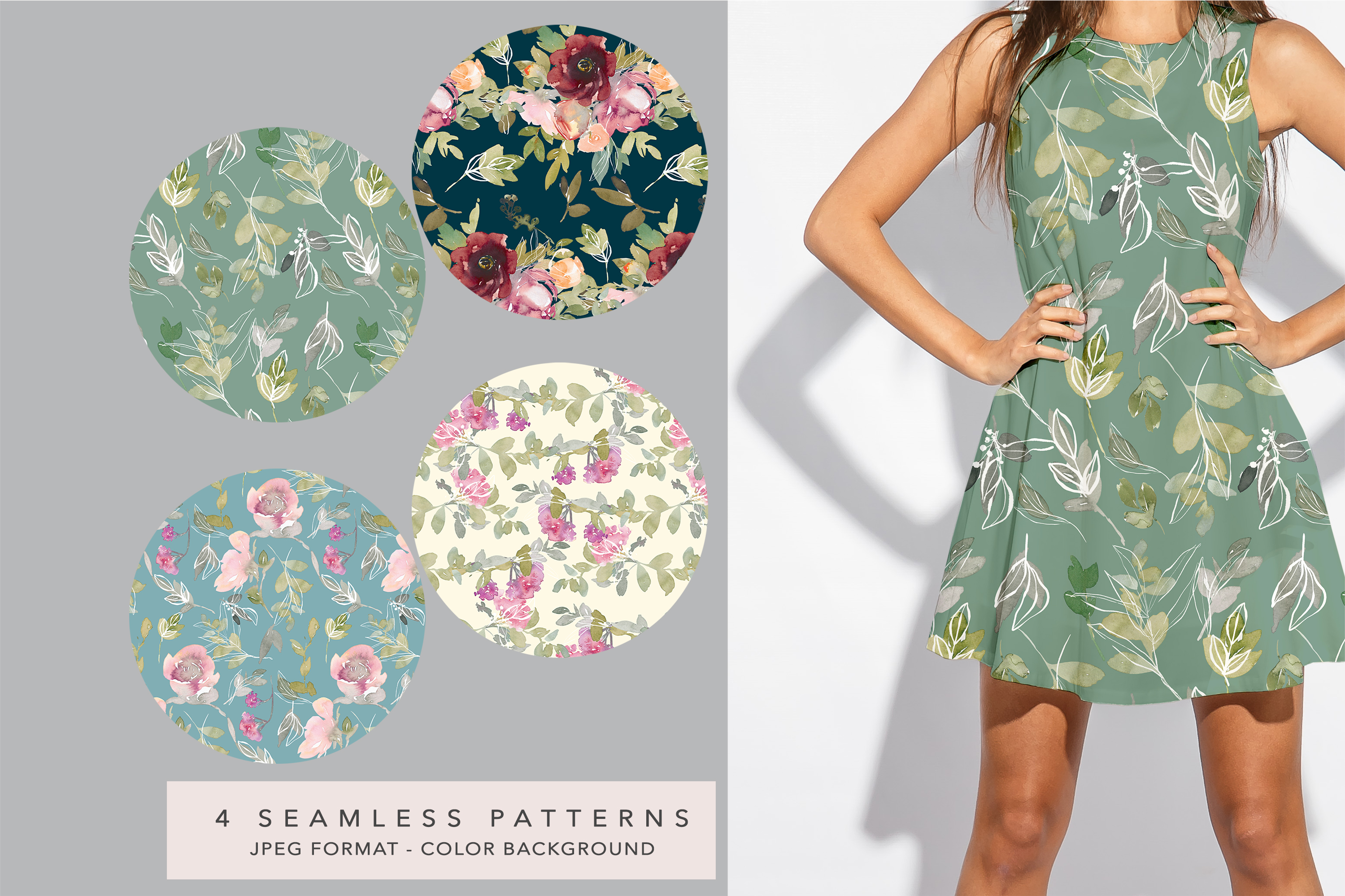 Watercolor Seamless Patterns Collection - photo 2