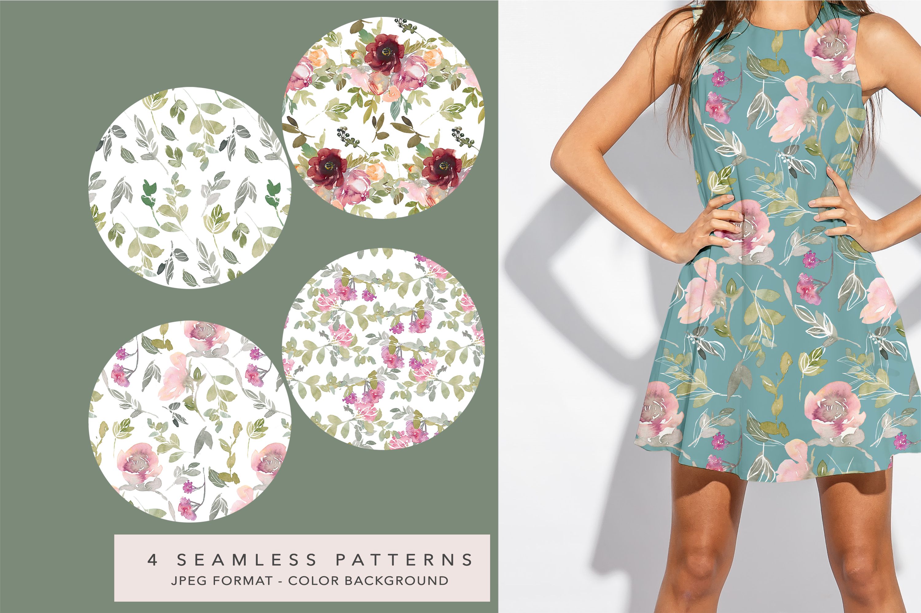 Watercolor Seamless Patterns Collection - photo 3