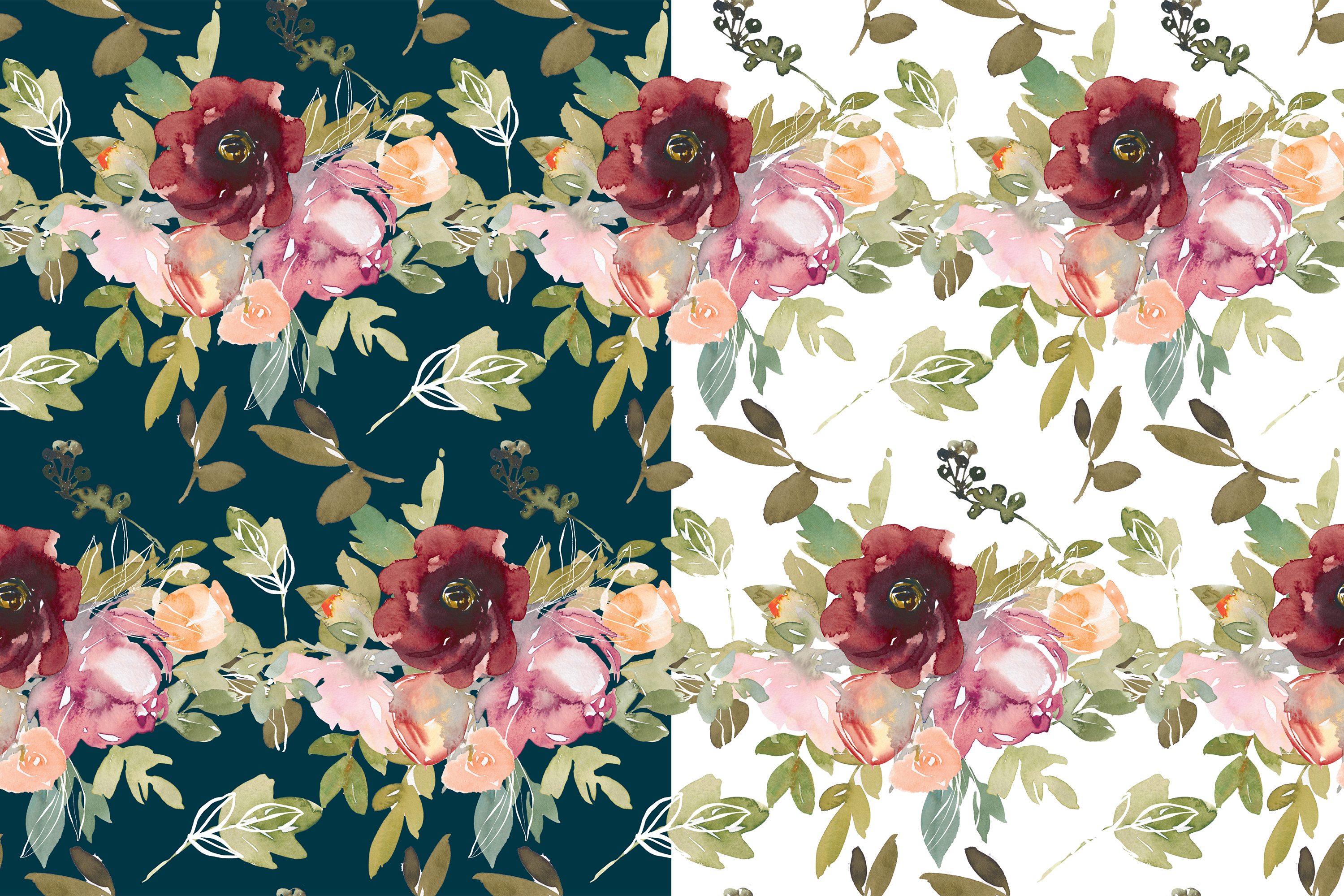 Watercolor Seamless Patterns Collection - photo 6