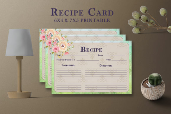 Artistic Floral Recipe Card Template V27