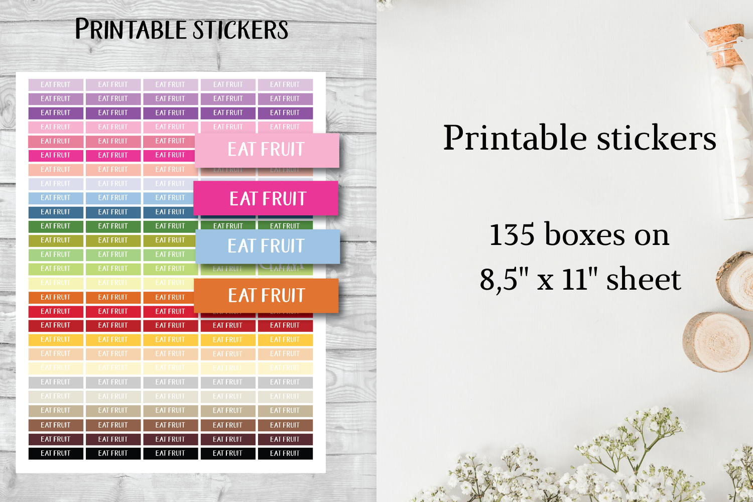 Eat Fruit Sticker, Fruit Stickers Graphic by Aneta Design · Creative ...