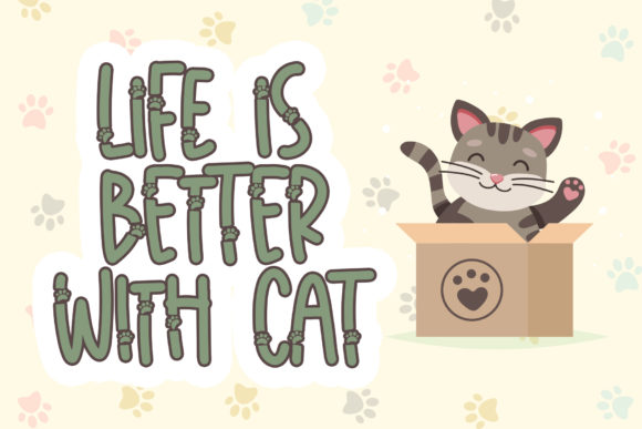 Meow Paw Font PNG with transparent background - Preview 2