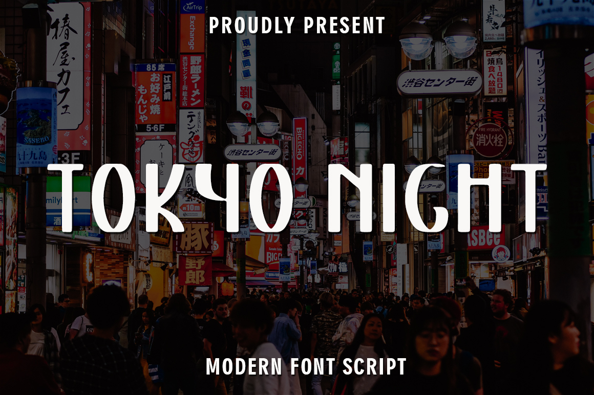 Tokyo Night preview, modern urban Japanese display font
