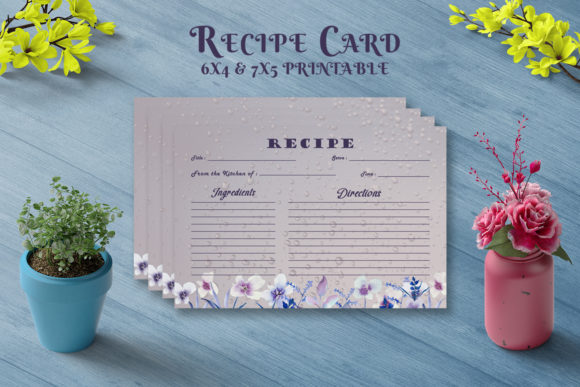 Dark Floral Recipe Card Template V26