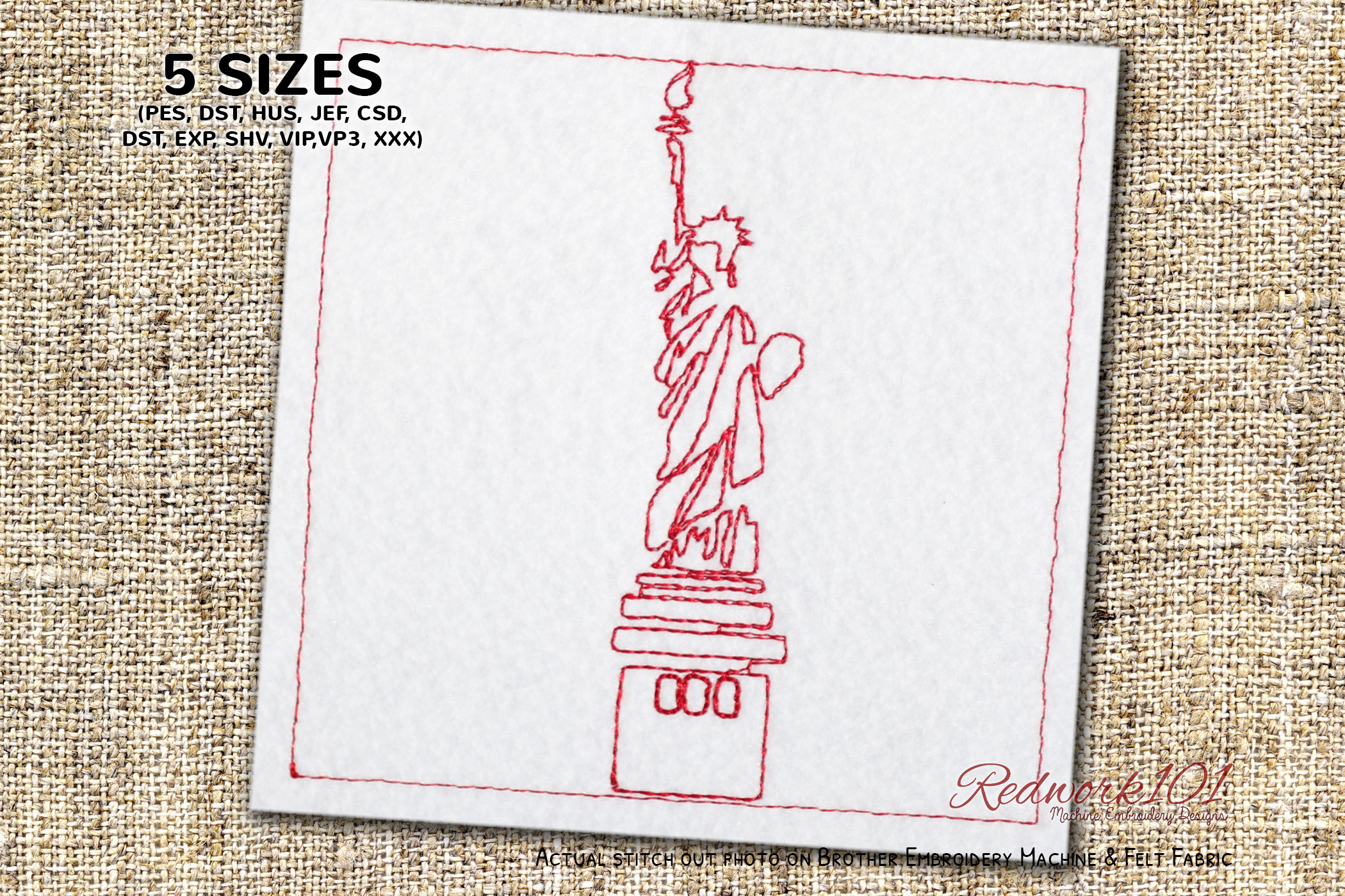 Statue of Liberty, New York Redwork