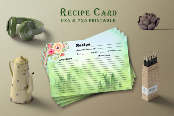 Watercolor Recipe Card Template V25