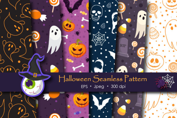 Halloween Ghost and Spooky Cat Pattern
