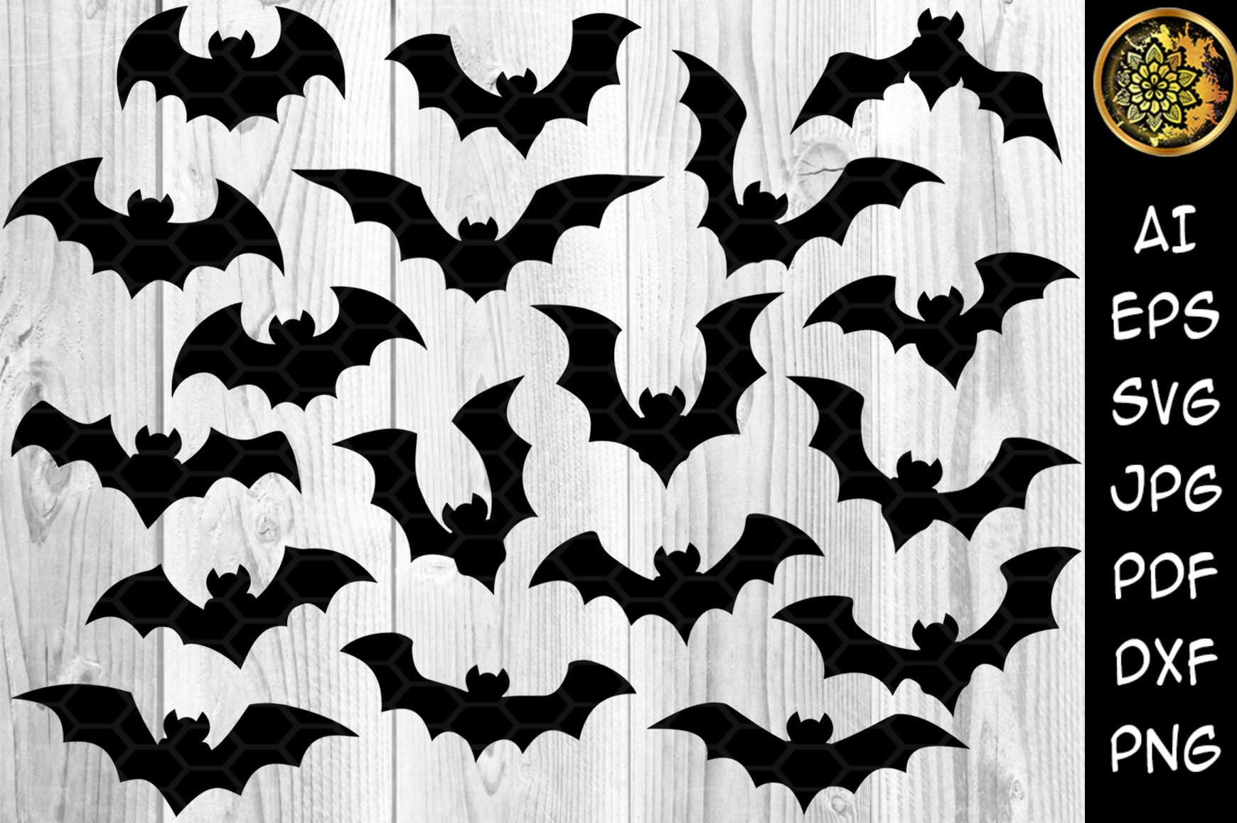 Halloween Bat Silhouette Clipart Set