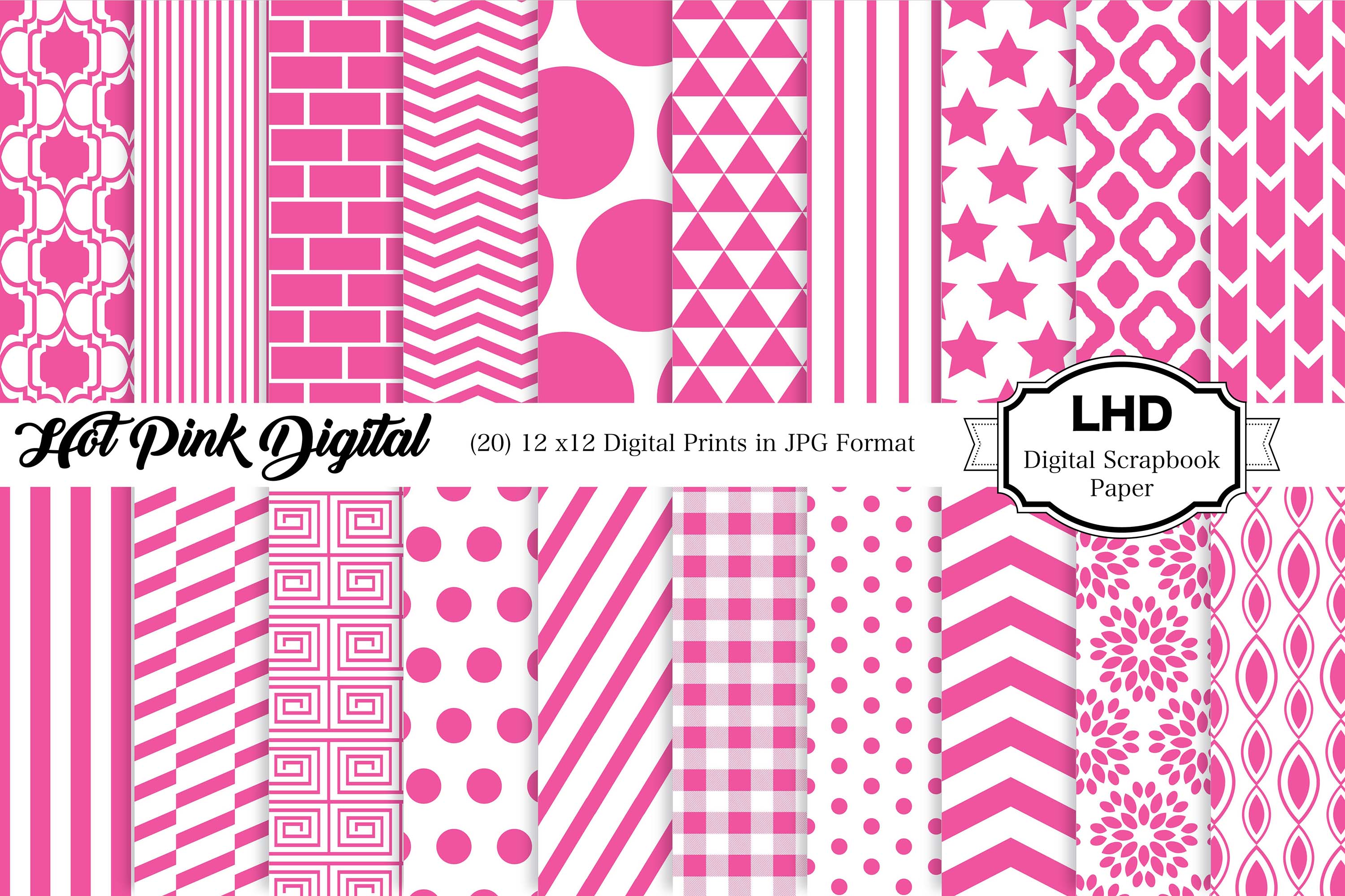 Hot Pink Digital Paper Pack Graphic by LeskaHamatyDesign · Creative Fabrica