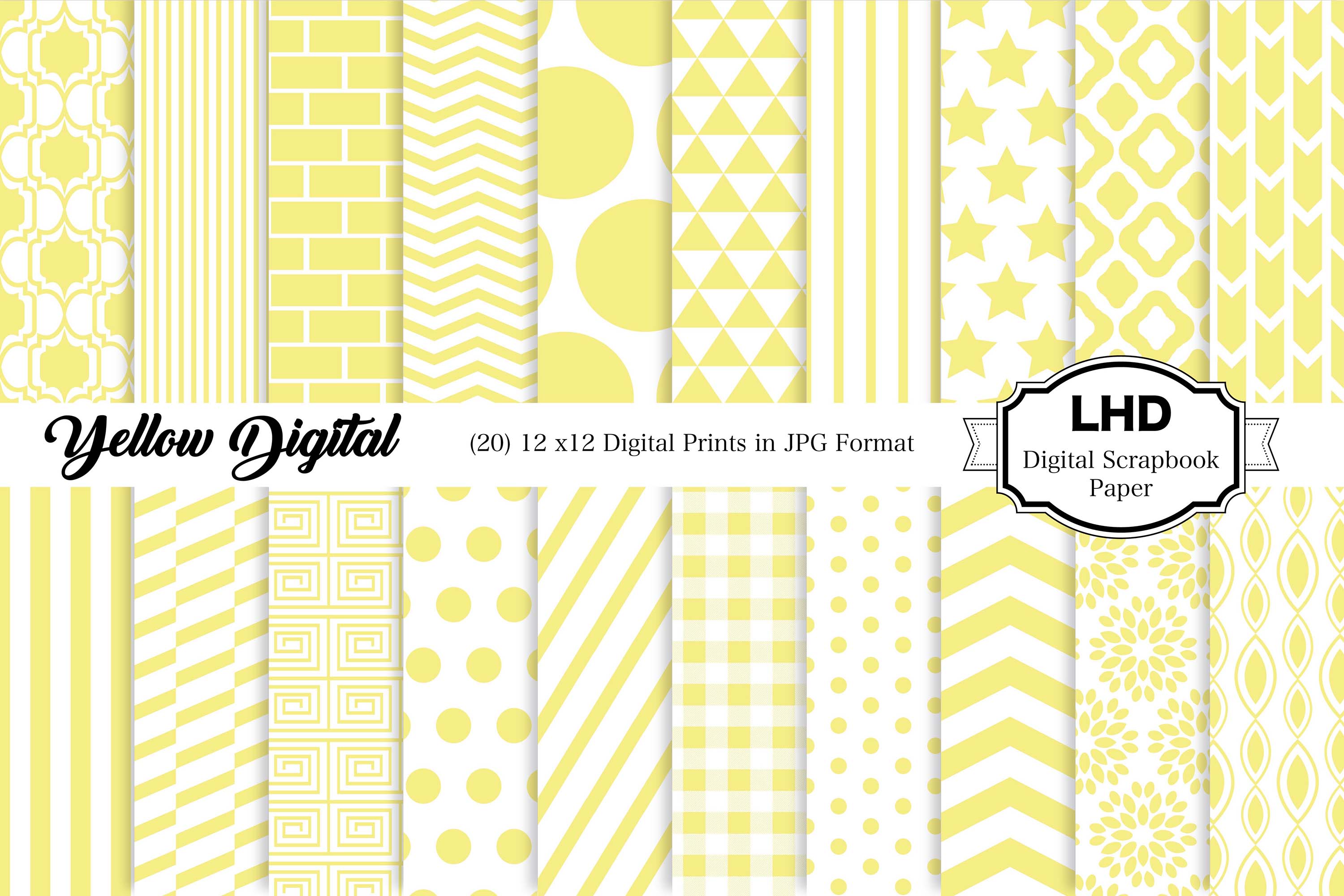 Yellow Digital Paper Pack - Patterns