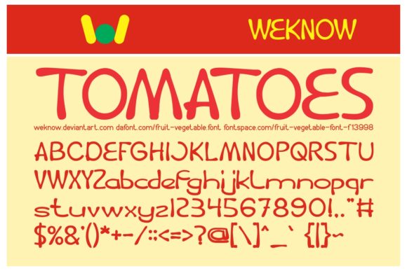 Fruit and Vegetable Font - Preview 1
