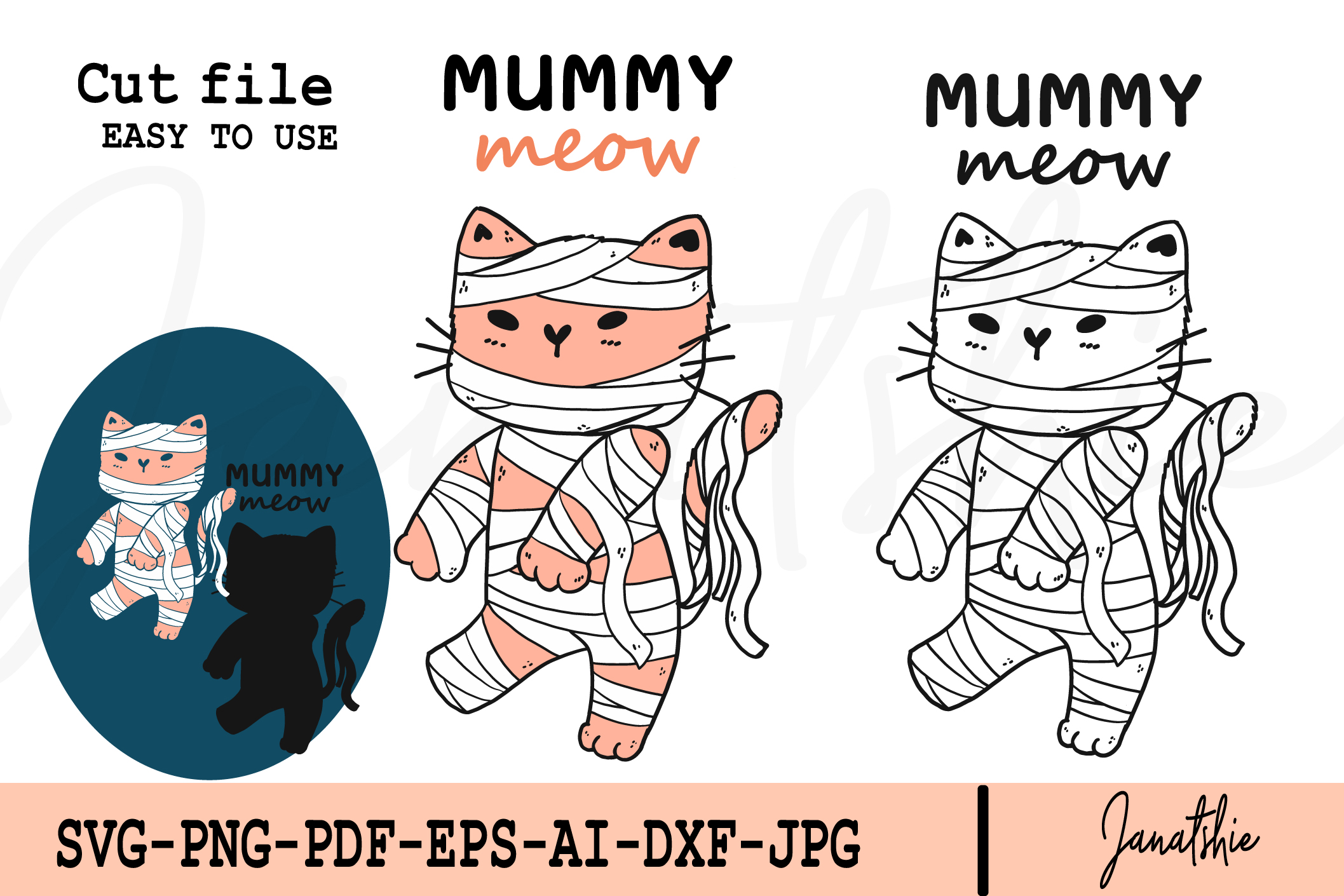 Cute Mummy Cat Halloween Graphic by Janatshie · Creative Fabrica