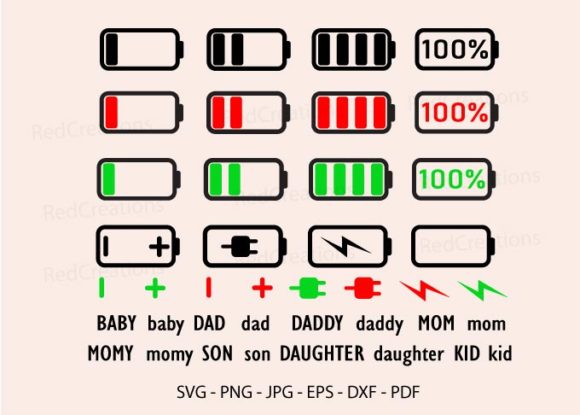 Preview of Matching Family Low Battery T-shirt, sticker, and sublimation design