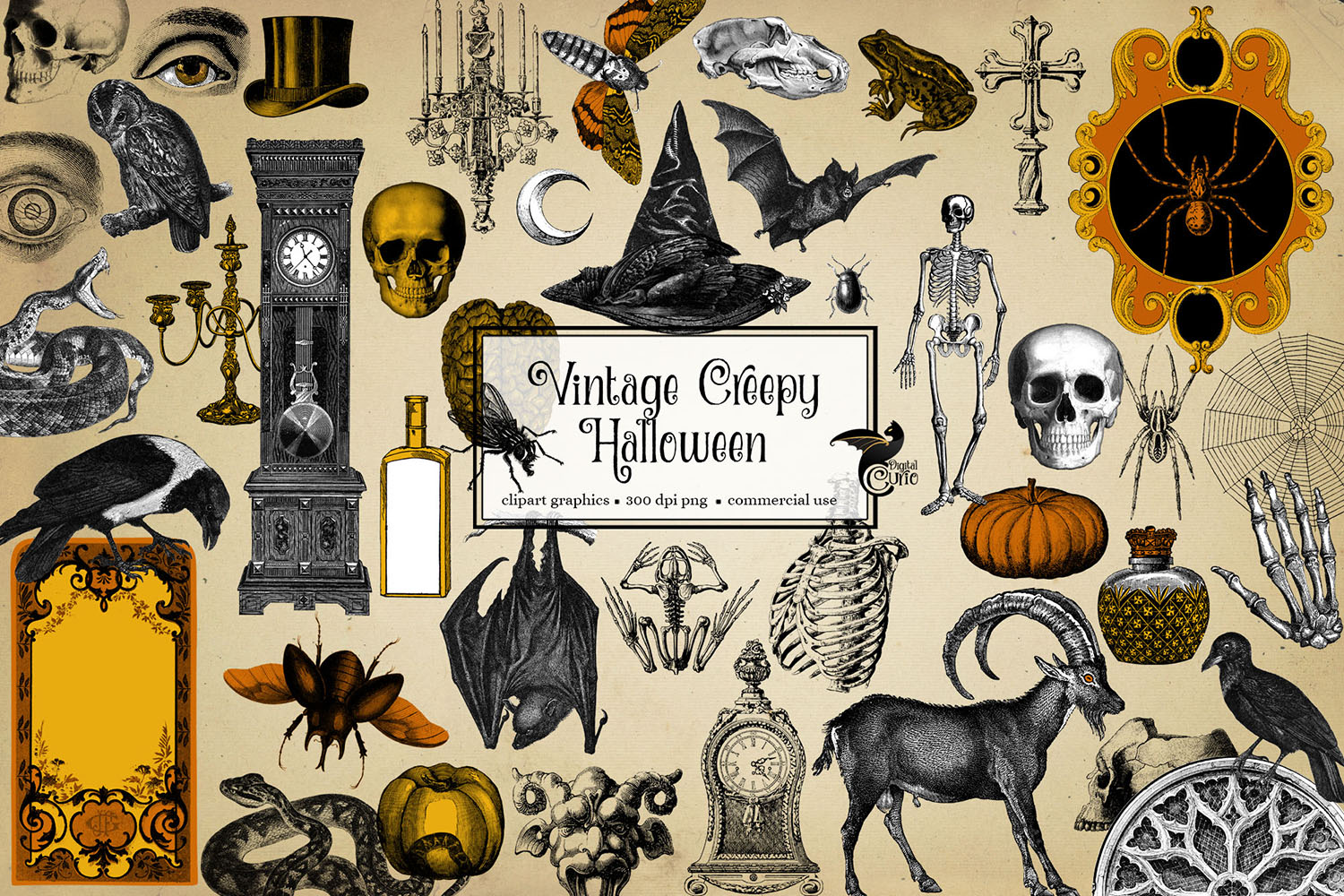 Vintage Creepy Halloween Clipart