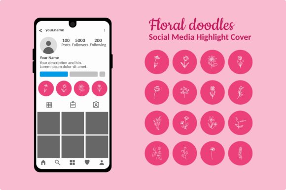 Flower Doodle Instagram Highlight Story