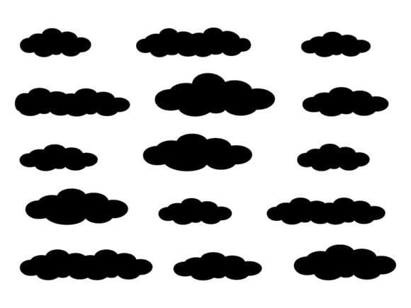 Set of Icons Silhouette Clouds,vector