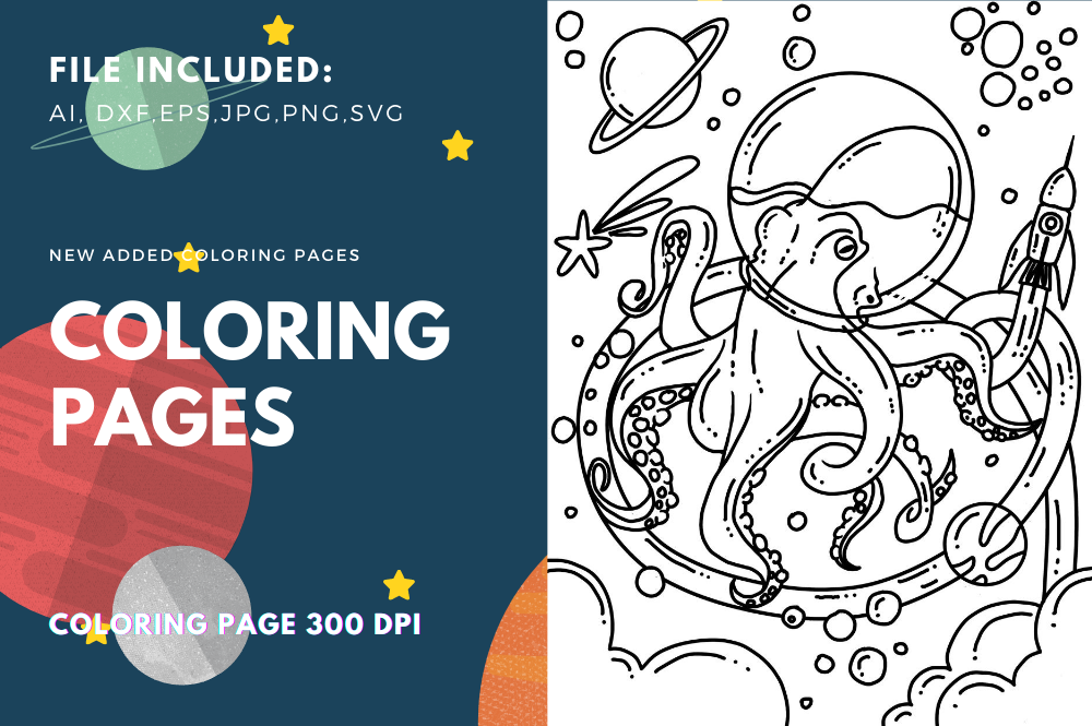Space Octopus Coloring Page Graphic by stanosh · Creative Fabrica