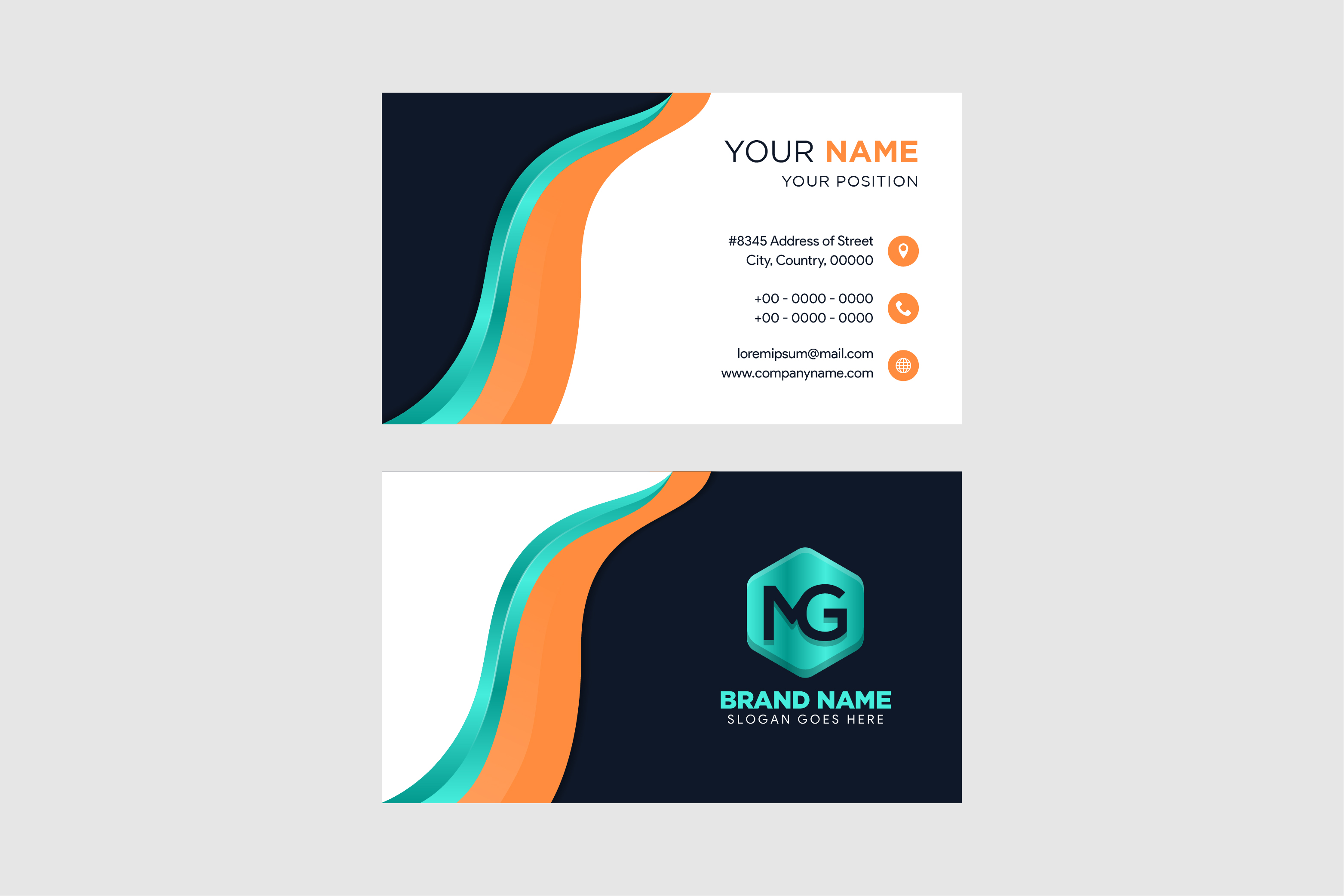 Wave Business Card Orange Blue Graphic by noory.shopper · Creative Fabrica