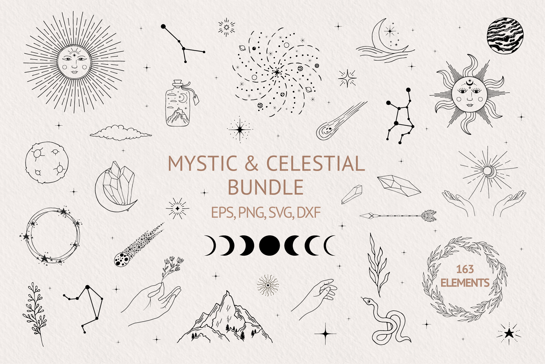 Hand Drawn Mystic & Celestial Bundle