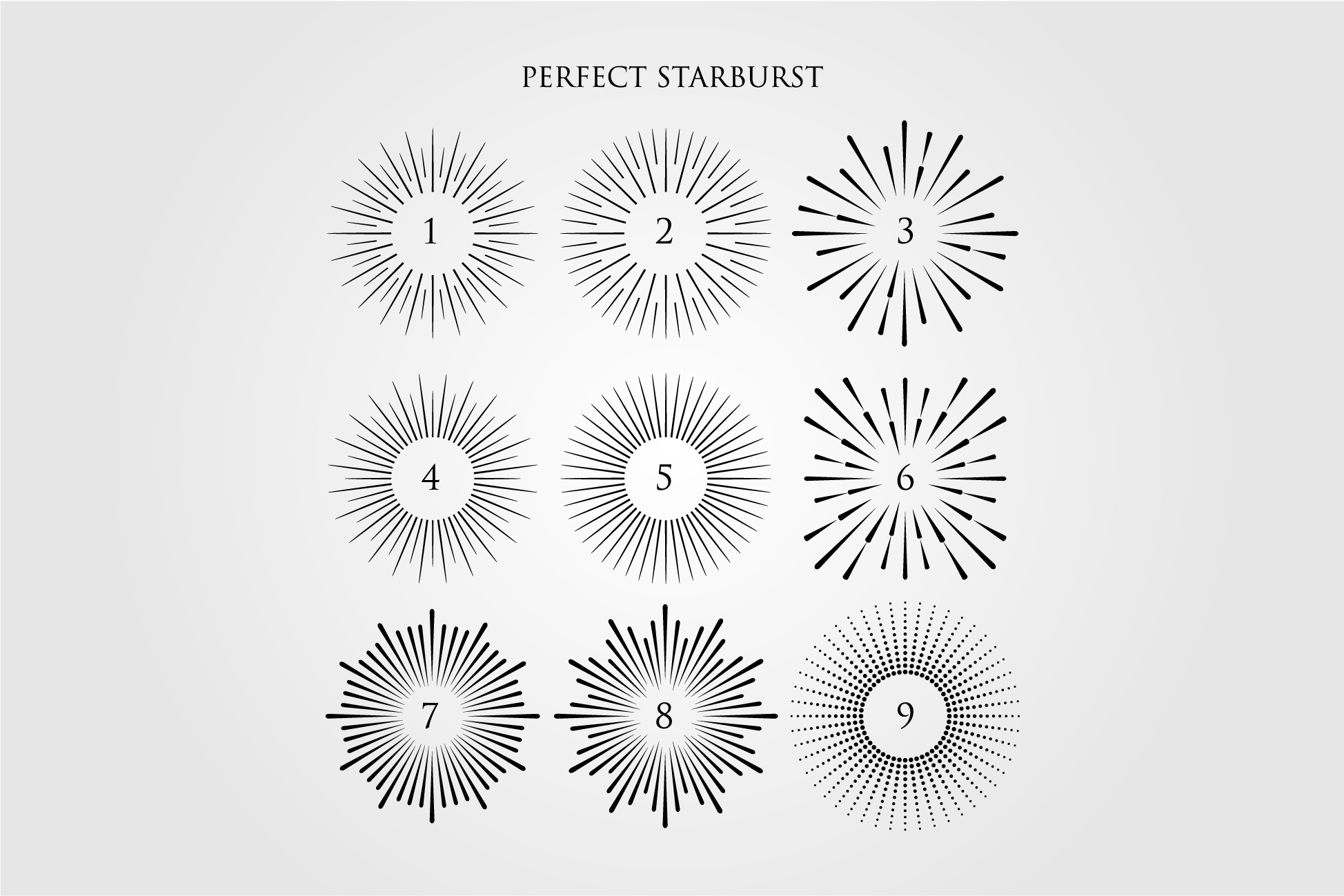 Set of Light Rays, Sunburst Vector Design
