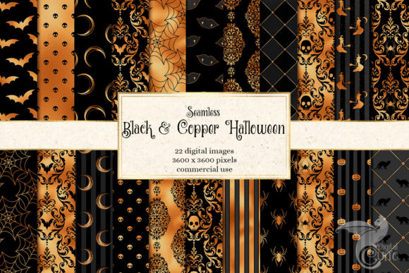Black and Copper Halloween Digital Paper