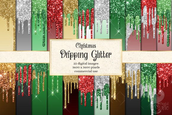 Christmas Dripping Glitter Digital Paper