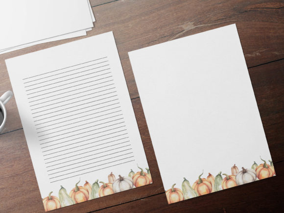Fall Autumn Pumpkin Stationary Papers Graphic Print Templates By Aneta Design 