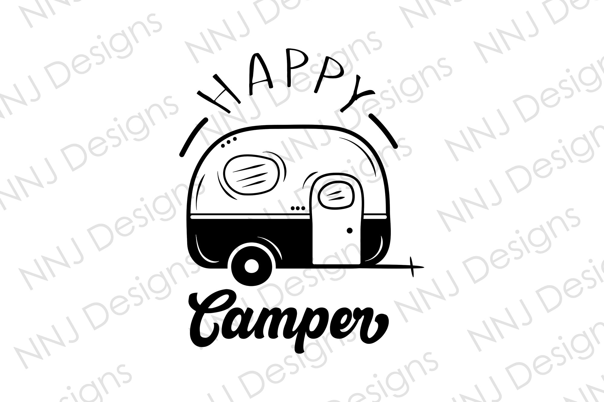 Happy Camper Clipart SVG Camping Travel Graphic by NNJ Designs  Creative  Fabrica