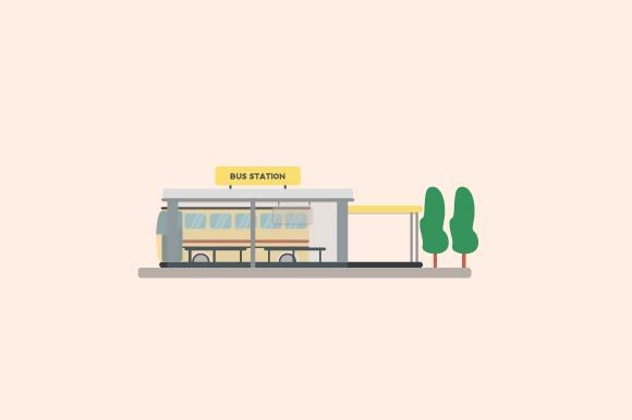 Bus Terminal Flat Vector Building Icon Gráfico Ícones Por joythestudio