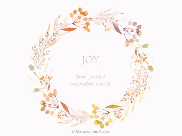 JOY Hand Painted Watercolor Wreath