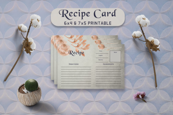 Brown Floral Recipe Card Template