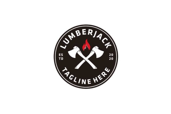 Woodworking Cross Axe Circle Logo Design