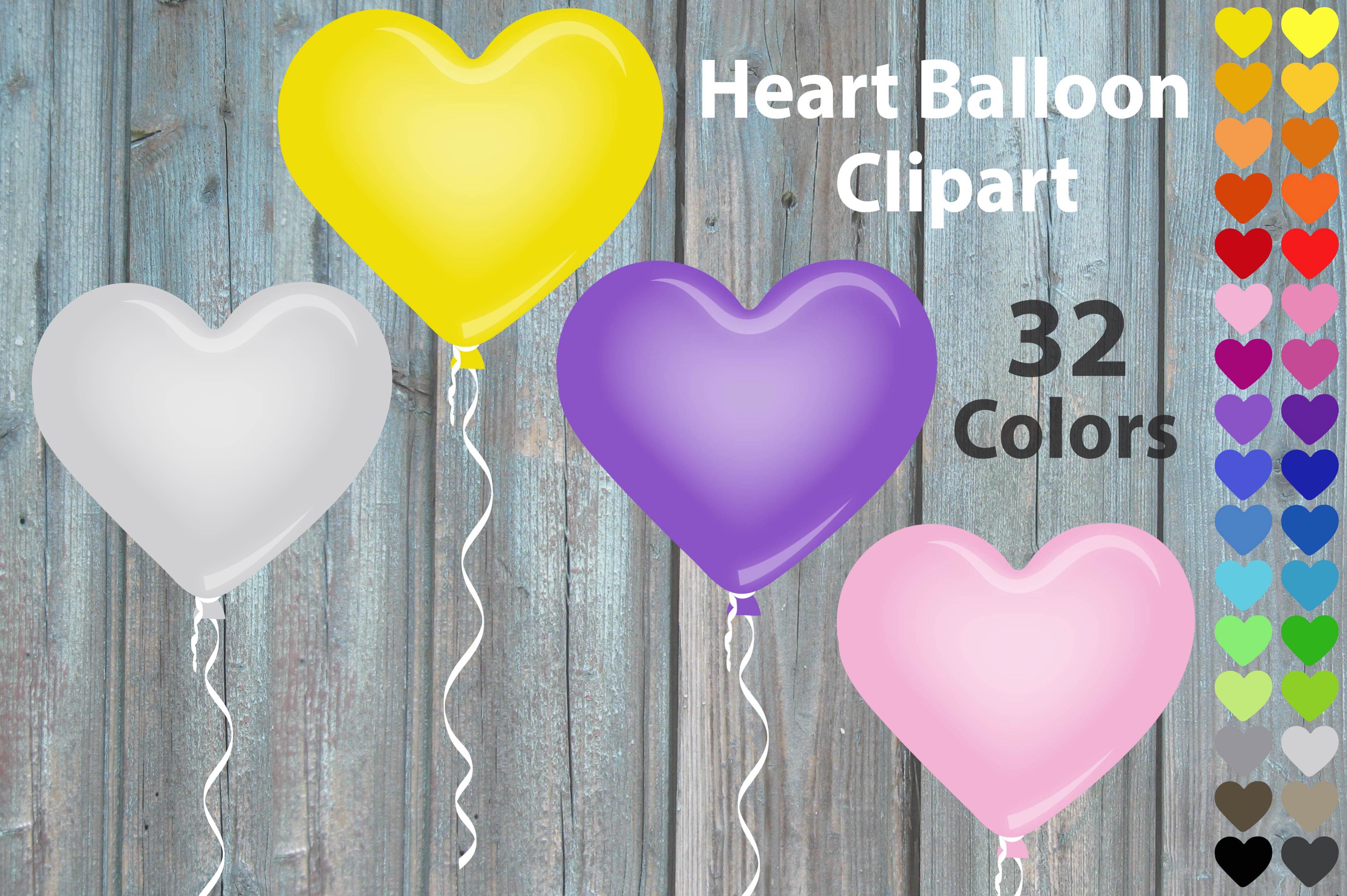 Heart Balloon Clipart - Rainbow Cololrs