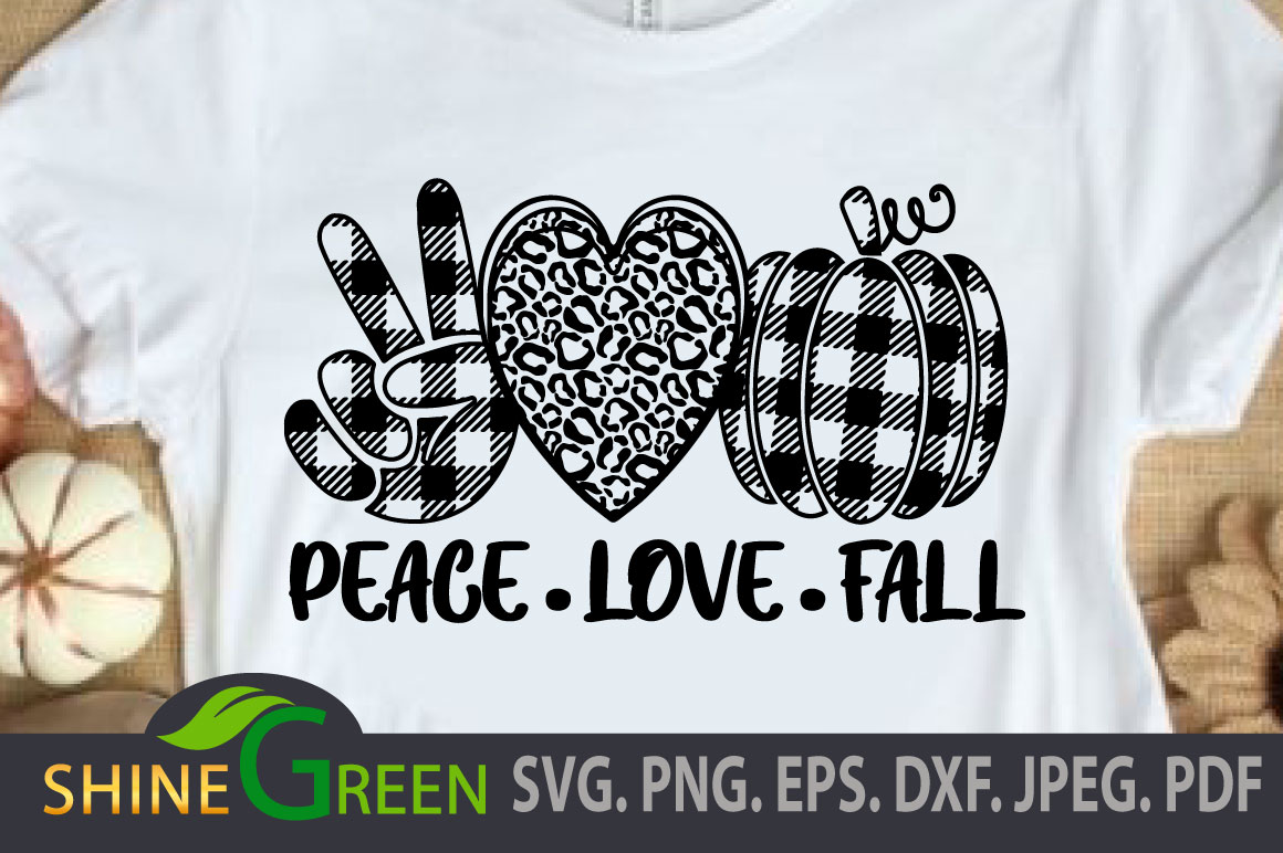 Fall Peace Love Pumpkin Plaid Autumn SVG Graphic by ShineGreenArt ...