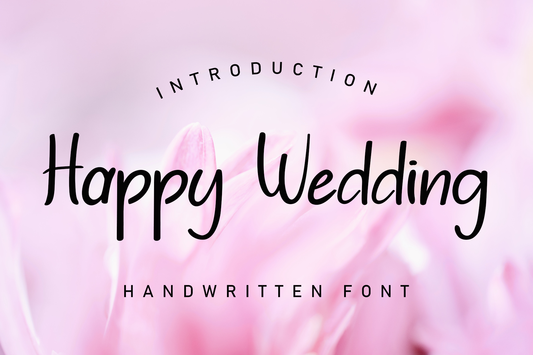 Happy Wedding preview — playful bouncy script for garden party and morning ceremony invitations