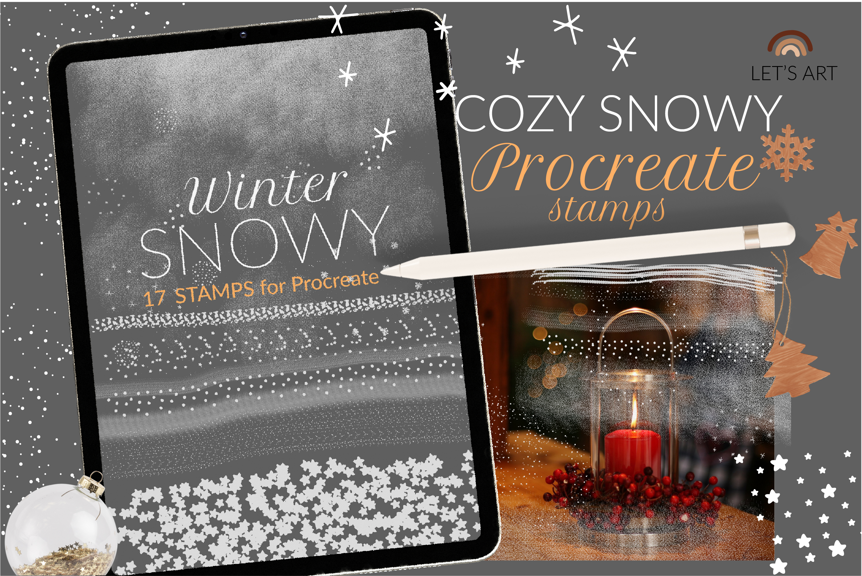 Snowy Winter Stamps, Procreate Brushes - photo 1